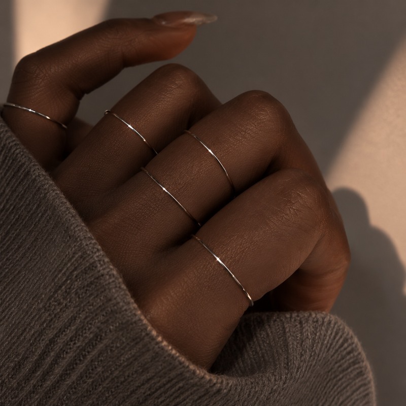 TEMU Ensemble de 5 bagues fines minimalistes pour femmes, avec de bague à doigt superposée, adaptées à un port polyvalent et