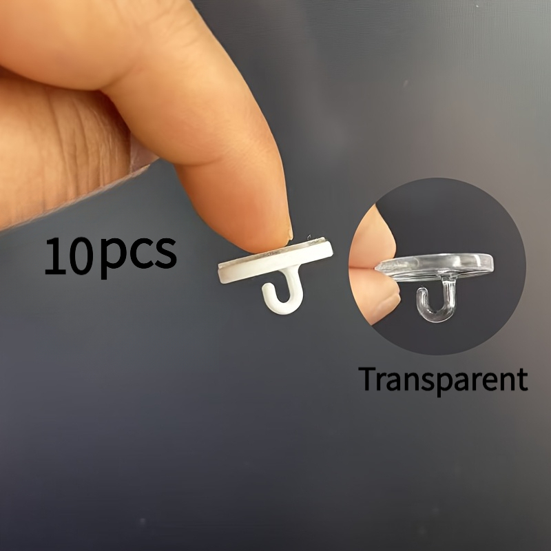 TEMU 10pcs Transparent No-drill Ceiling Hooks Suitable For Lanterns, Roof Lights & Utility Hooks - Transparent Invisible Adhesive Wall/ceiling Hooks