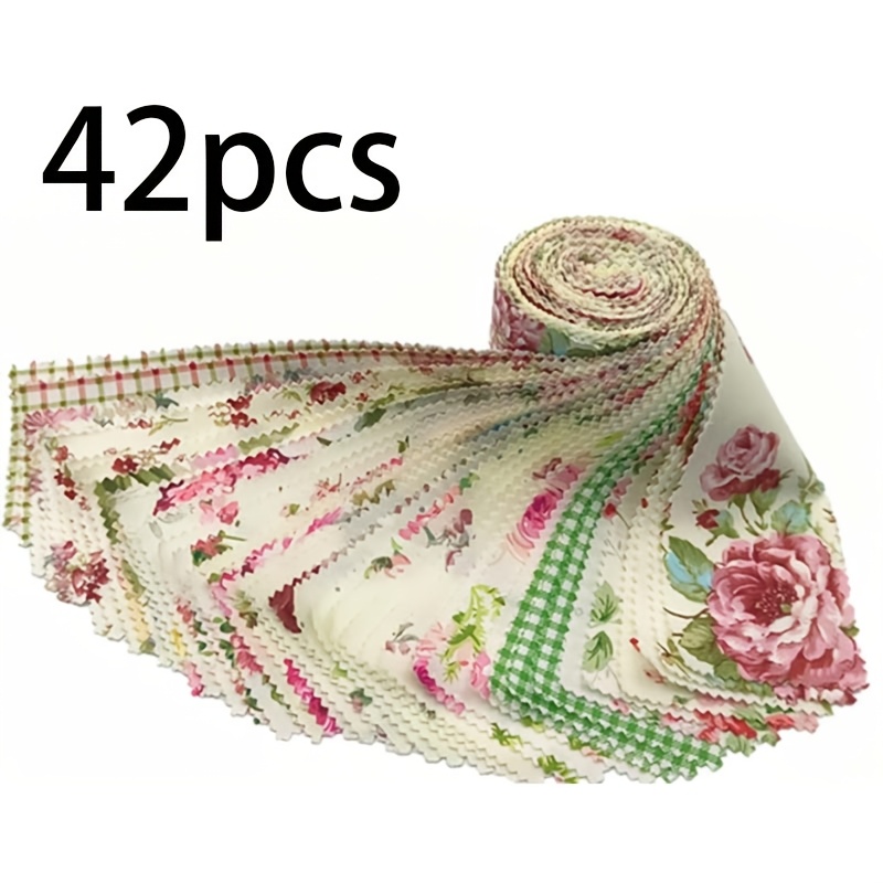 TEMU 42 pièces de tissus pour loisirs créatifs, bandes de tissu pour le quilting | Bandes de tissu pour le quilting Jelly Roll, loisirs créatifs en
