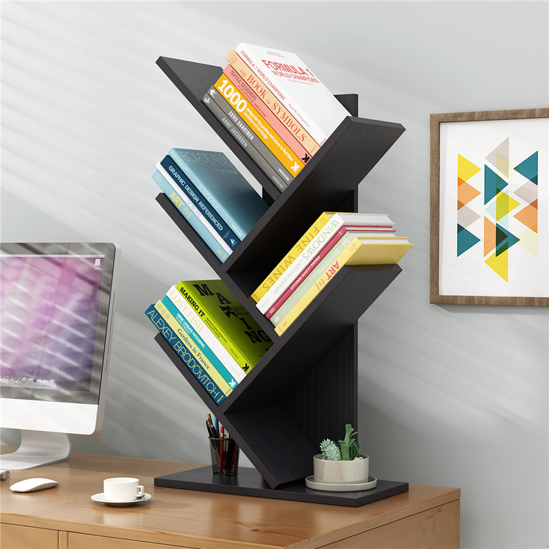 5-layer Tree Shaped Bookshelf With Space Triangular Design, Independent Shelf, Design, Compact Bookshelf, Suitable For Bedrooms, Living Rooms, And Home Offices