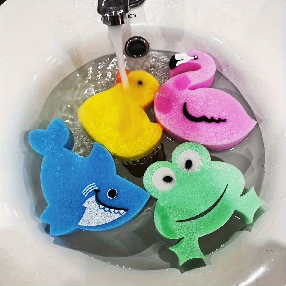 TEMU 4pcs Cute Little Animal Bath Ball, Sponge, Suitable For Bathroom, Bathtub, Rubbing Bath Random Colors