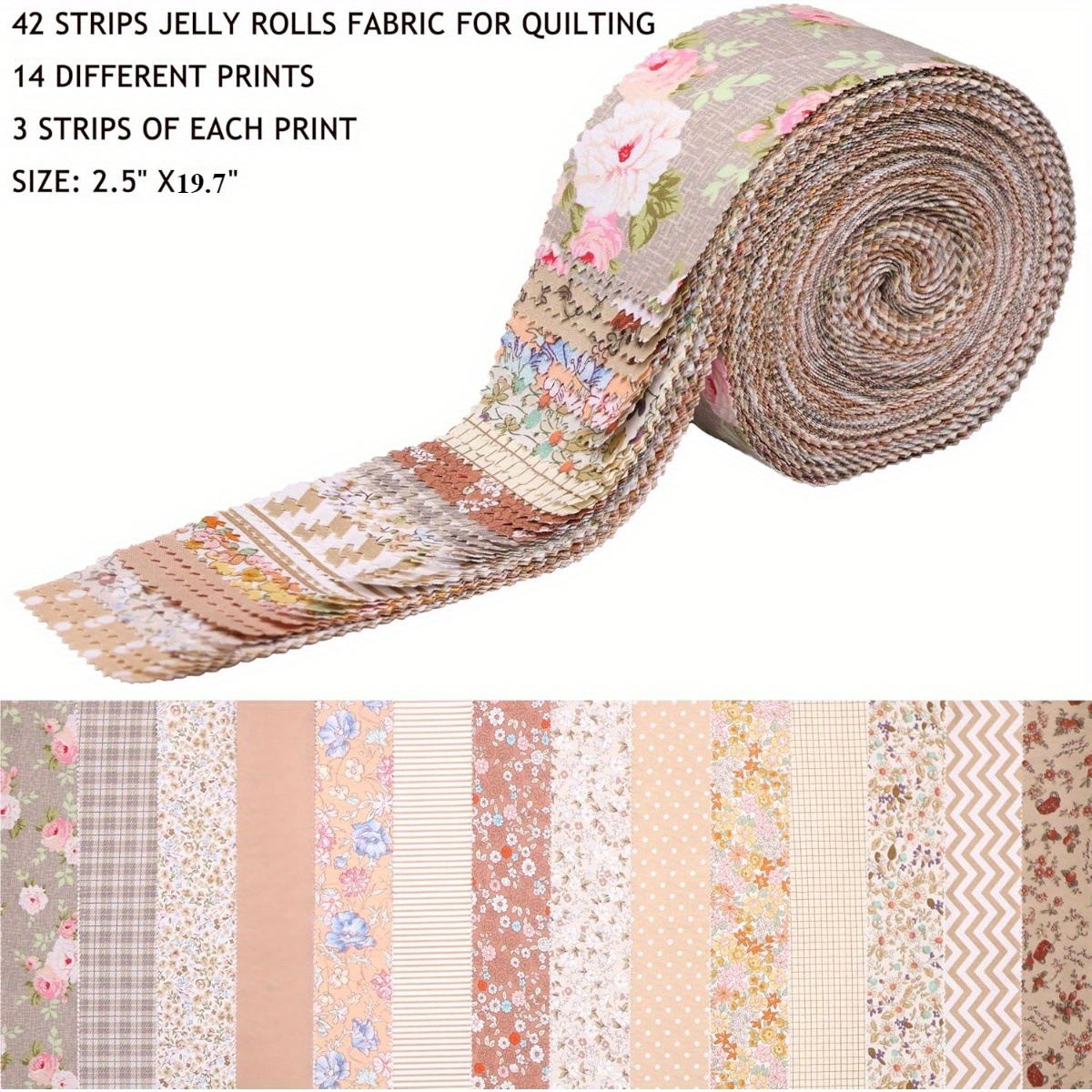 80 Pcs Jelly Roll Fabric Strips For Quilting Fabric, Sewing Supplies & DIY Crafts-2.6 Inch...