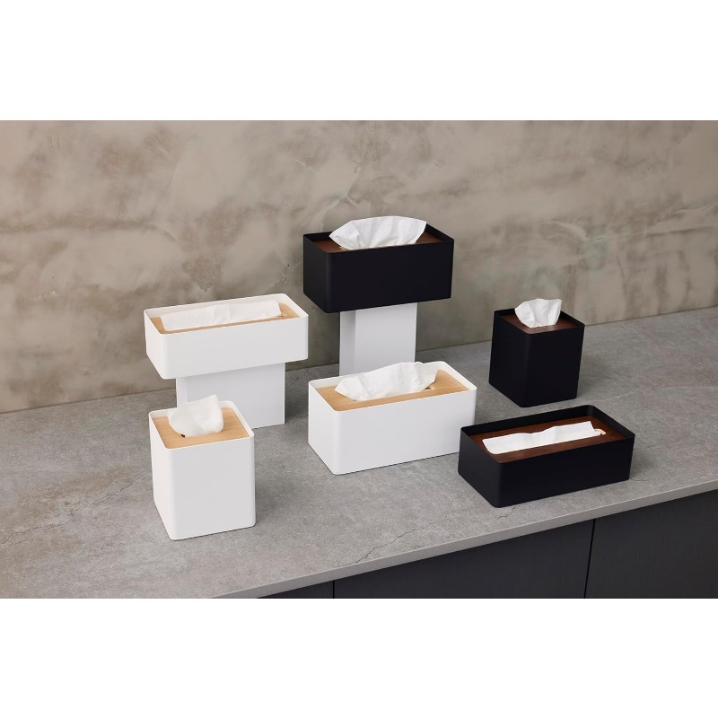 home rin modern white & natural wood-like tissue box cover with   & wood lid - reusable round bathroom/kitchen tissue holder, space-saving design, durable metal construction, decorative storage case for tissues, fits   (no  /tools-free installation), bathroom tissue box, tissue boxes for bathroom cute, wood tissue box holder bathroom, tissue cover for bathroom, hotel supplies,  , toolbox aesthetic Product details 5