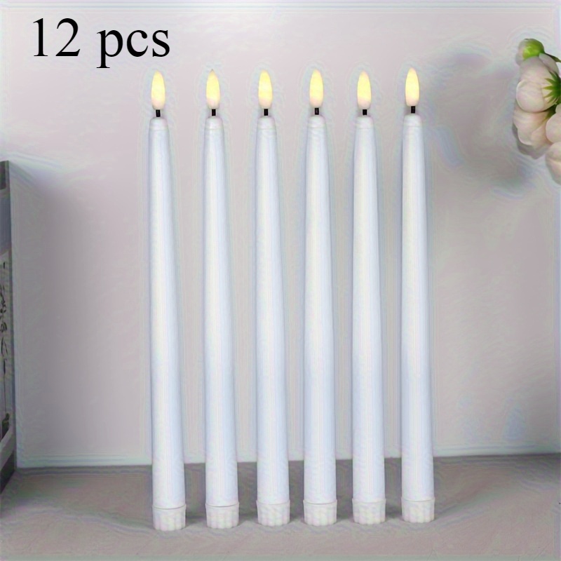 TEMU 12 velas cónicas LED sin llama con de llama parpadeante realista, control de torsión a pilas (pilas no incluidas) - Diseño de plástico realista