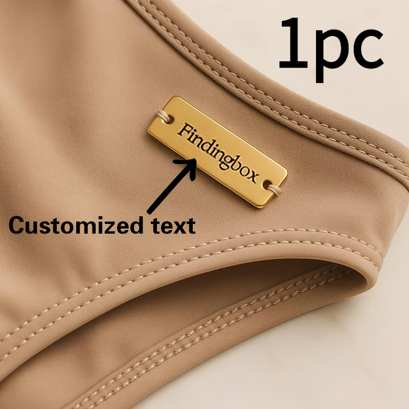 TEMU Customized Stainless Steel Logo Tags For Swimwear, Size 3*0.6cm, Engraved Brand Labels For Sewing, For Personalized Diy Logos, Clothing Labels