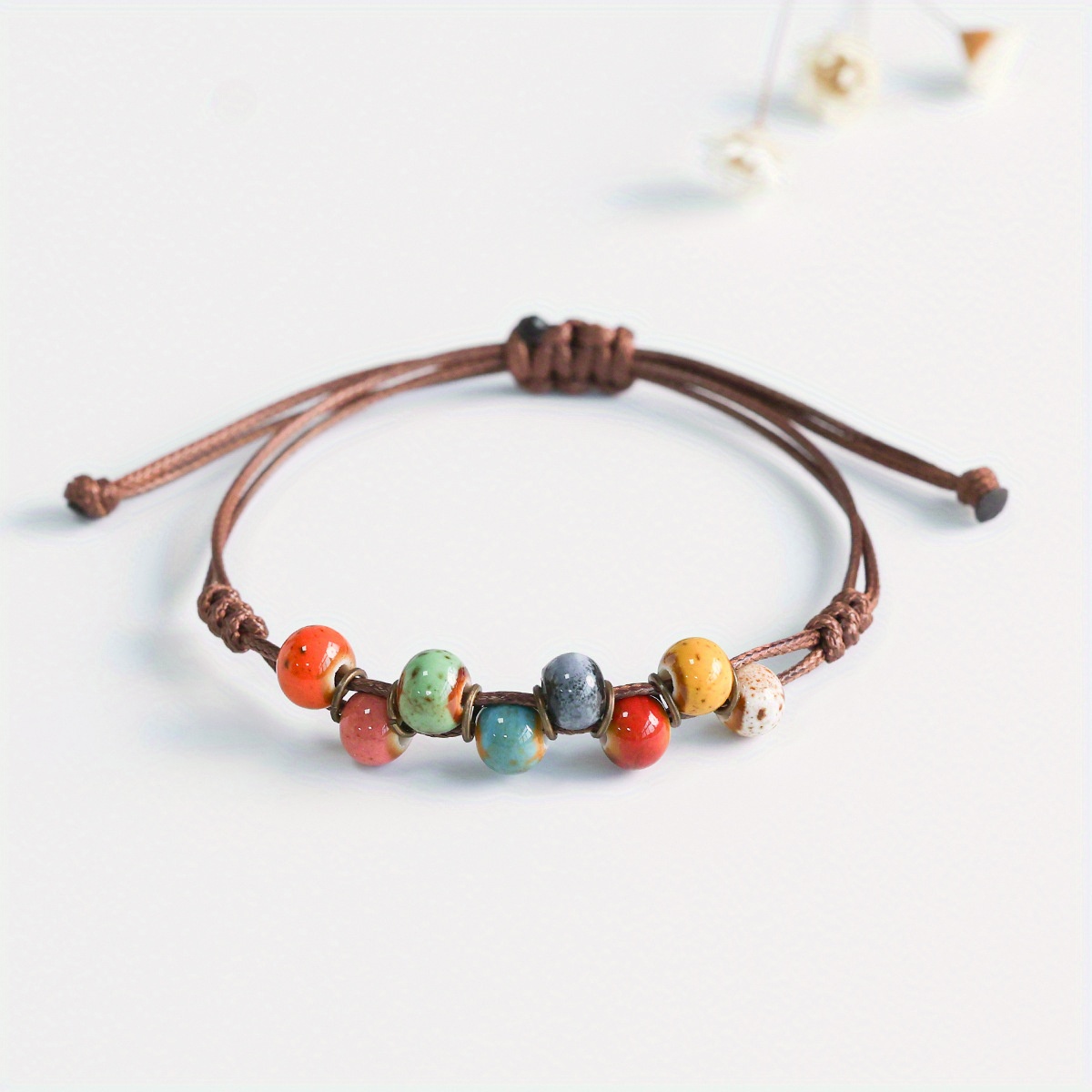 Bohemian Ethnic Style Colorful Ceramic Adjustable Woven Bracelet