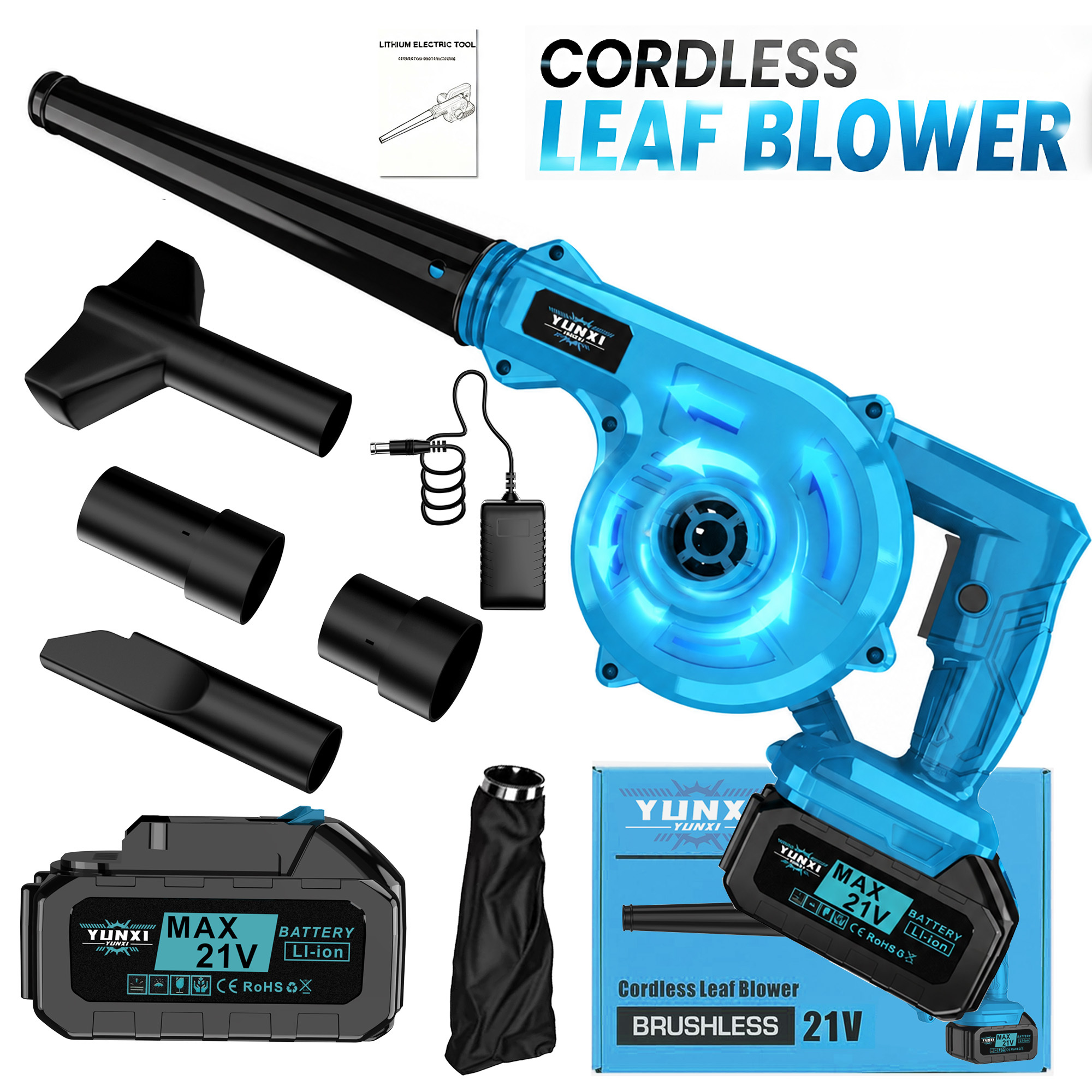 TEMU Multi-scene Rechargeable Handheld Leaf Blower, Sturdy Wireless Garden Power Tool, Equipped With Convenient Accessory Nozzle Group, Lightweight