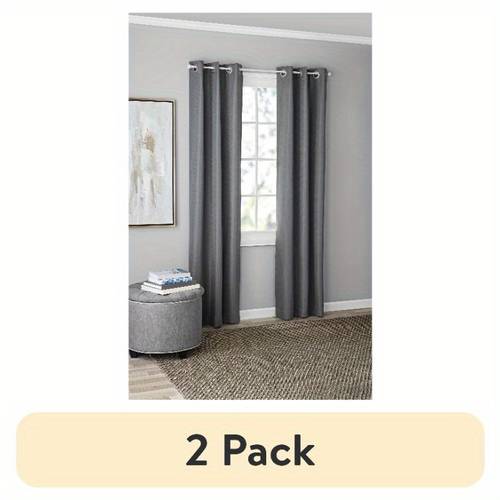 2 pack textured solid blackout grommet curtain panel pair set of 2 dark gray 37 w x 84 l