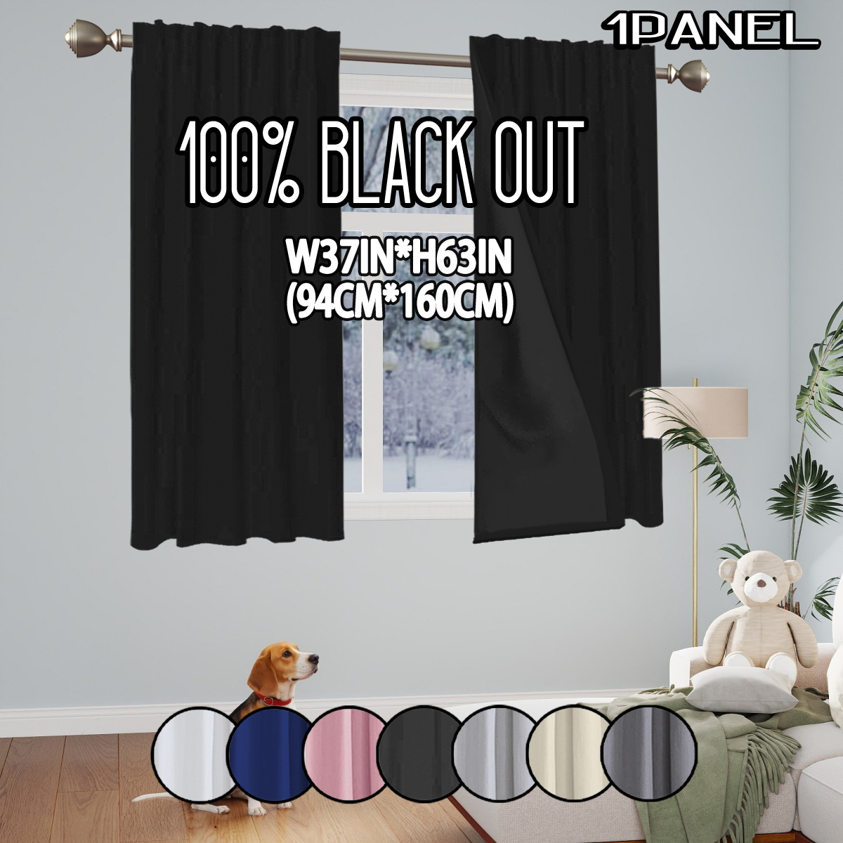 TEMU 1pc, 100% Blackout Thermal Curtain, Solid Color Polyester Material Lined, Modern Romantic Minimalist Blackout Drapes, Top Rod Hanging Style,