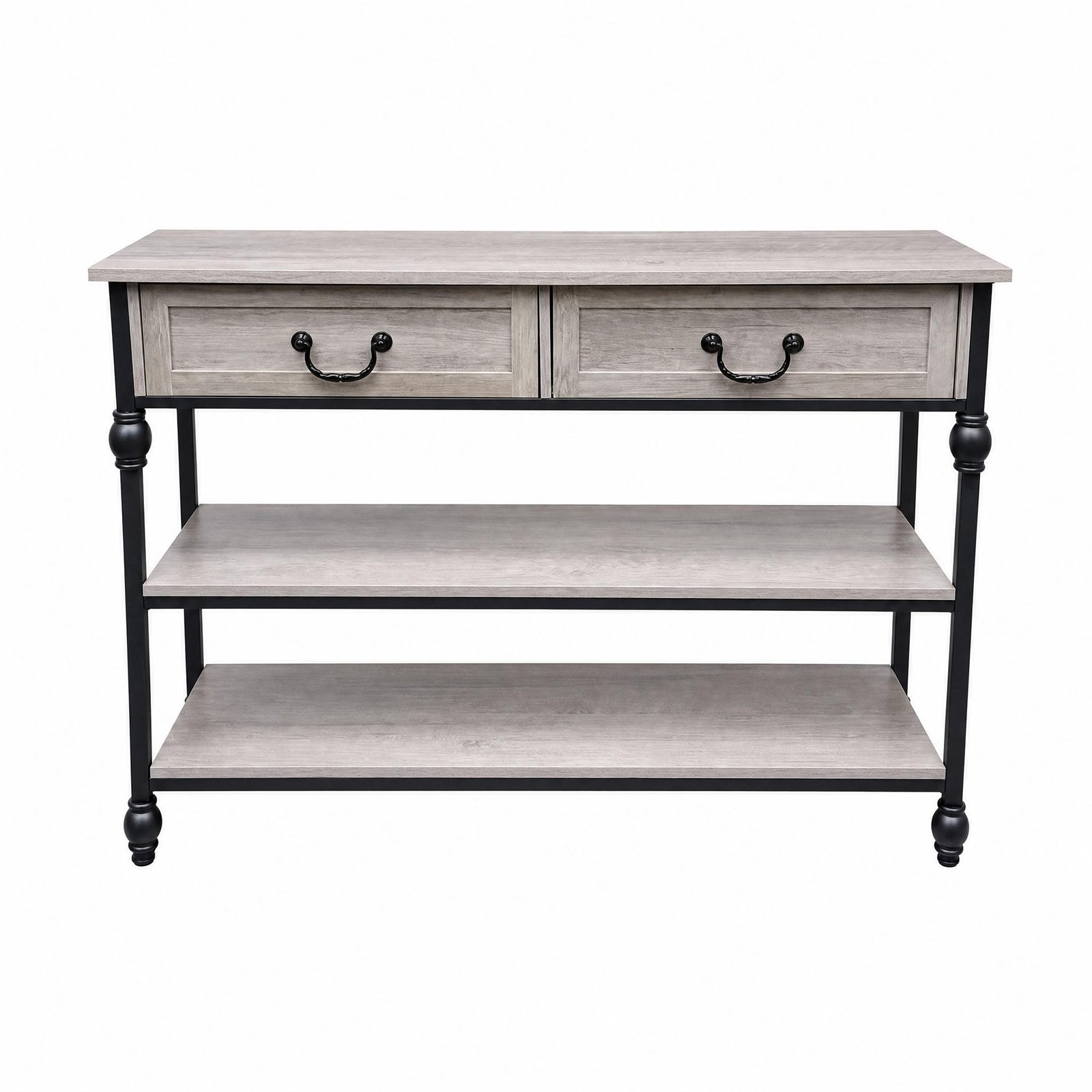 Entryway Table Console Sofa Table With 2 Drawers Industrial Side Table With 2-tier Storage Shelves Display Shelf For Living Room Hallway Entrance Foyer Couch