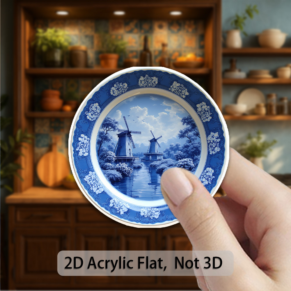 TEMU 1pc Fridge Magnet Plate - Acrylic Magnet Suitable For Home Decor, Dutch Decorations With Iconic Windmill Design, Housewarming Gifts For Mother's