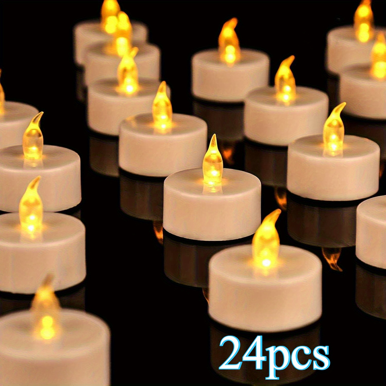 12pcs 24pcs battery tea lights led realistic and bright holiday gift operated flameless for seasonal and festival celebration warm yellow lamp battery powered