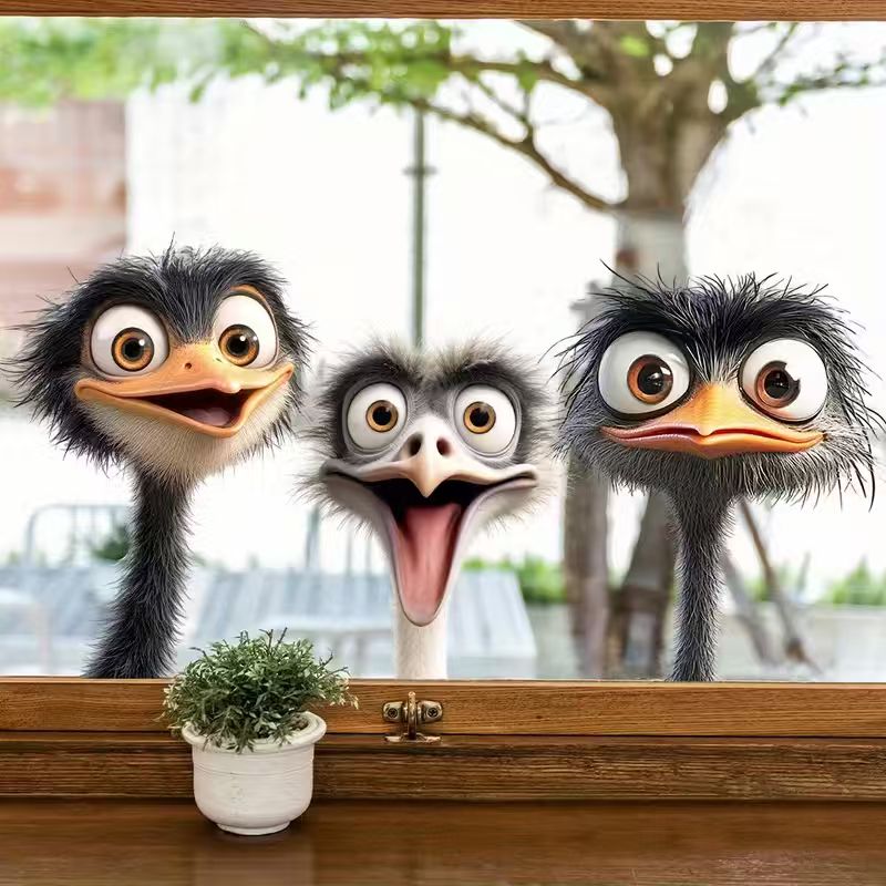Creative Ostrich Head-shaped Glass Sticker For Bathroom Tiles And Wall Decoration Self-adhesive High Quality Sticker