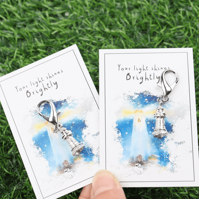 1pc 2pcs Lighthouse Keychain Bag Pendant With "you Up" Inspirational Greeting Card, Encouraging Gift For