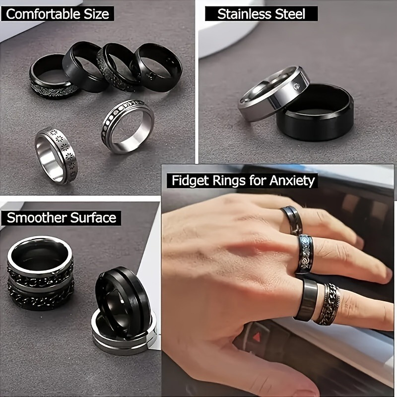 5pcs men s   steel 316 ring set - rotatable design multifunctional ring set, fashionable and trendy, ring set, birthday gift for boyfriend, husband and brother Product details 5
