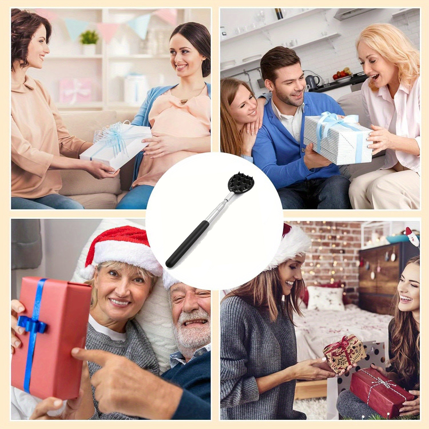 retractable cactus back   with 1 4 1 2 spikes durable pvc material 24 long handle for   3 colors black red blue   for men women back neck back scratcher   sturdy construction Product details 3