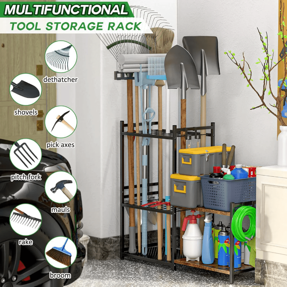 heavy duty metal garden tool organizer hooks black multi Temu