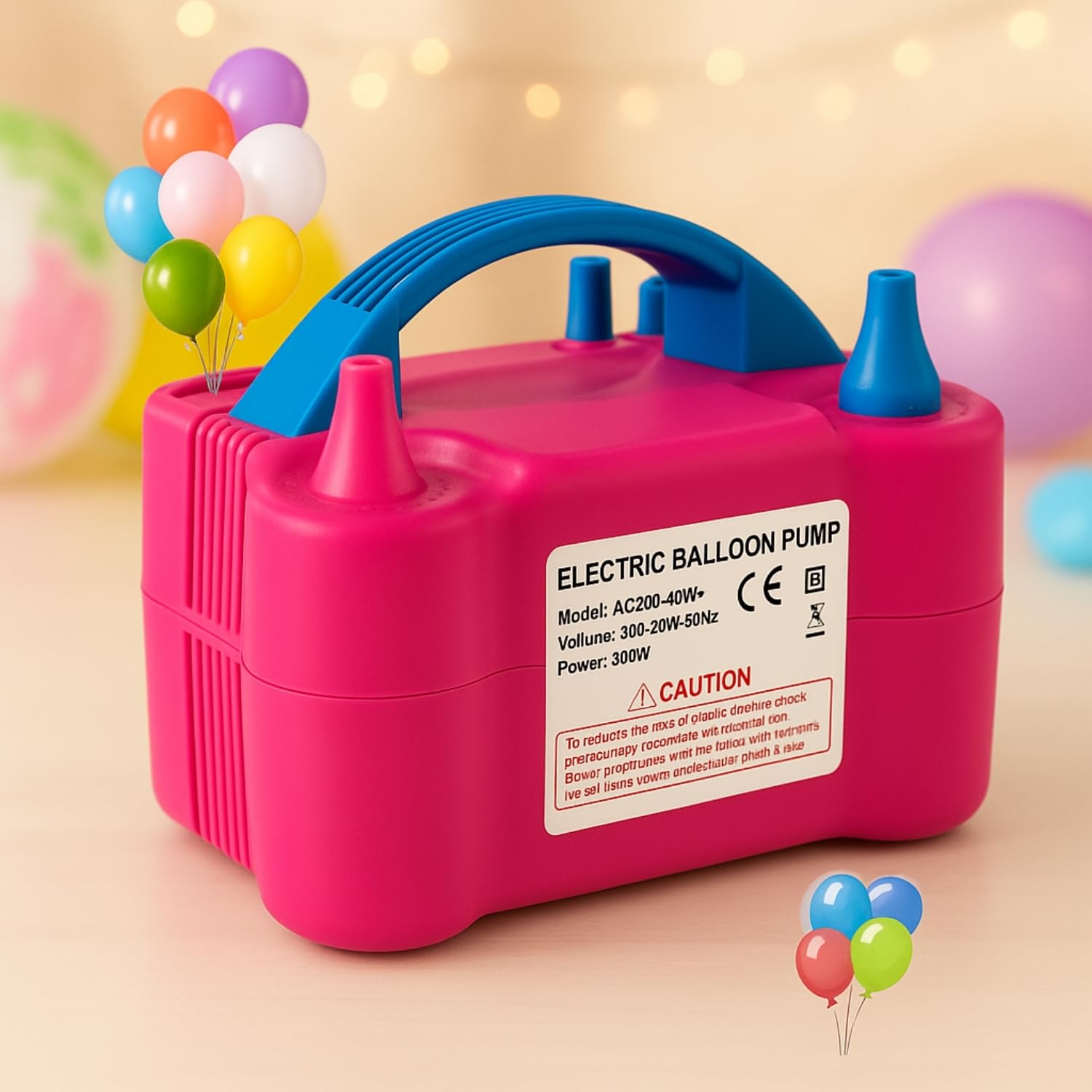 electric balloon pump 110v plug no battery emergency power required 600w high   inflator   with dual nozzle system fast inflation suitable for party balloons rose   inflator