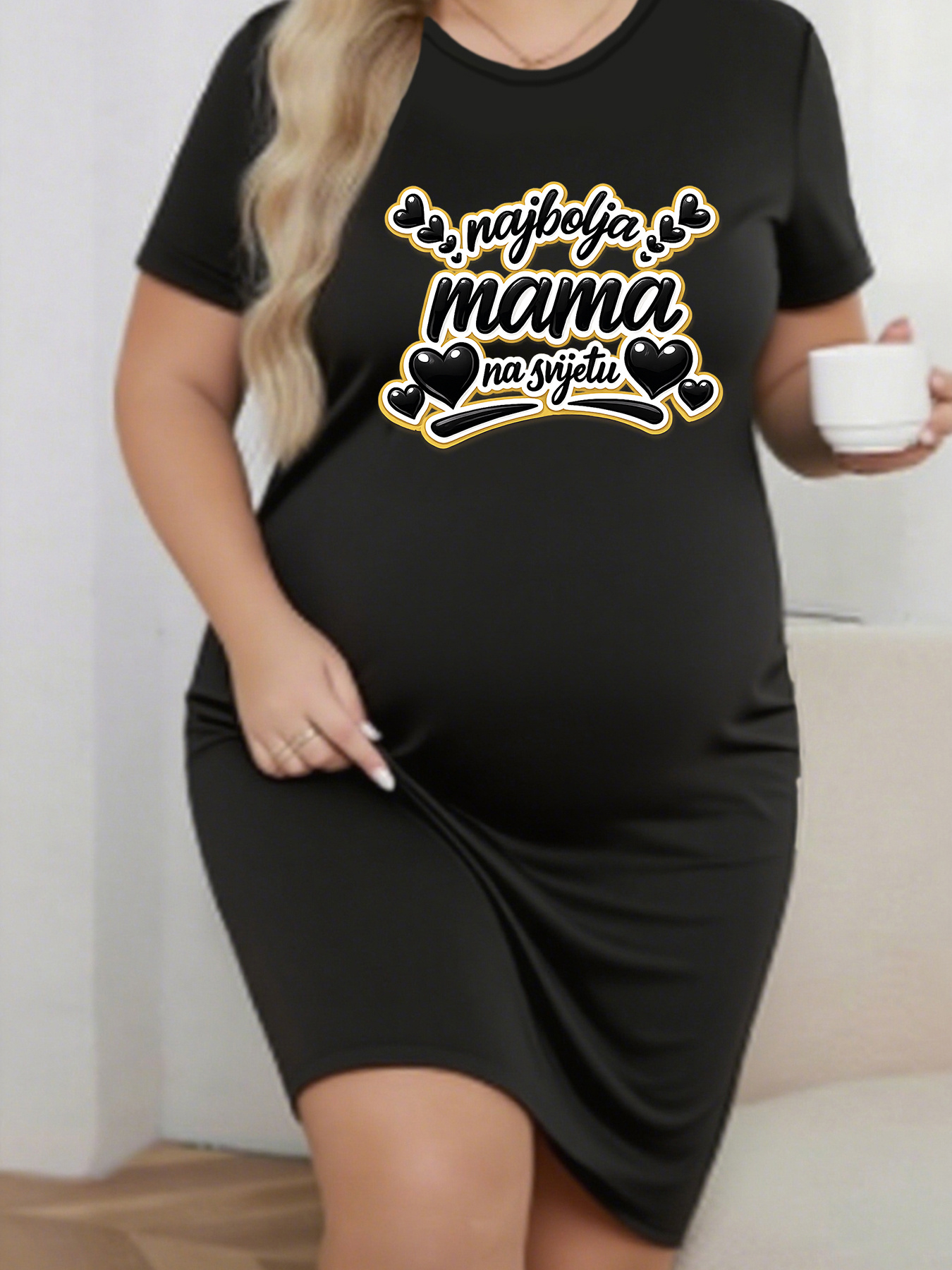 fashion world maternity dresses Sarah Empire Maternity & Nursing Dress in TENCEL (Regular & Petite) S / Beige main image 1