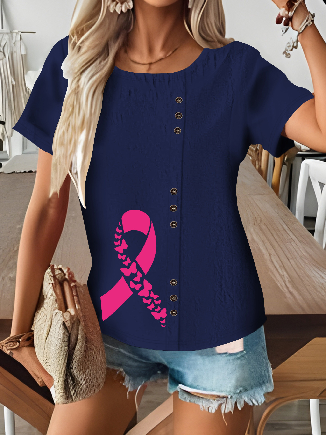 Camiseta De Manga Larga Holgada Para Mujer – Corte Túnica, Cuello Redondo, Tela Suave Y Cómoda Para Uso Diario