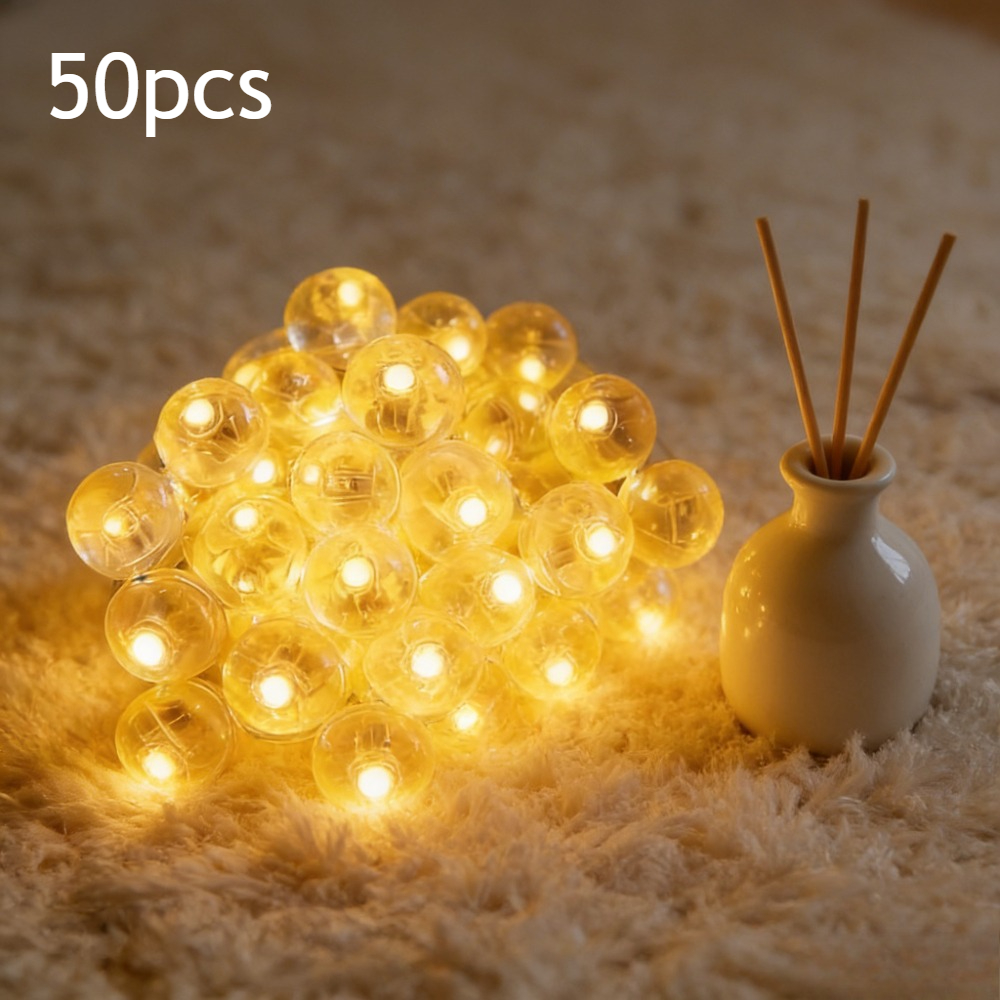50pcs Pack Led Balloon Lights Battery-powered Warm White Mini Glow Ball Lamps Suitable For Christmas, Weddings, Birthdays, Parties, Tabletop Decor - -free Operation, -controlled For Festive Atmosphere