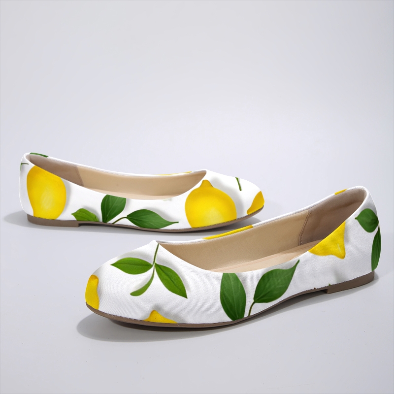 TEMU Women's & Lemon Print Slip-on Loafers - Lightweight Comfortable Moccasin-style Shoes With Tpr Sole, Round Toe & Arch Support, Casual Attire
