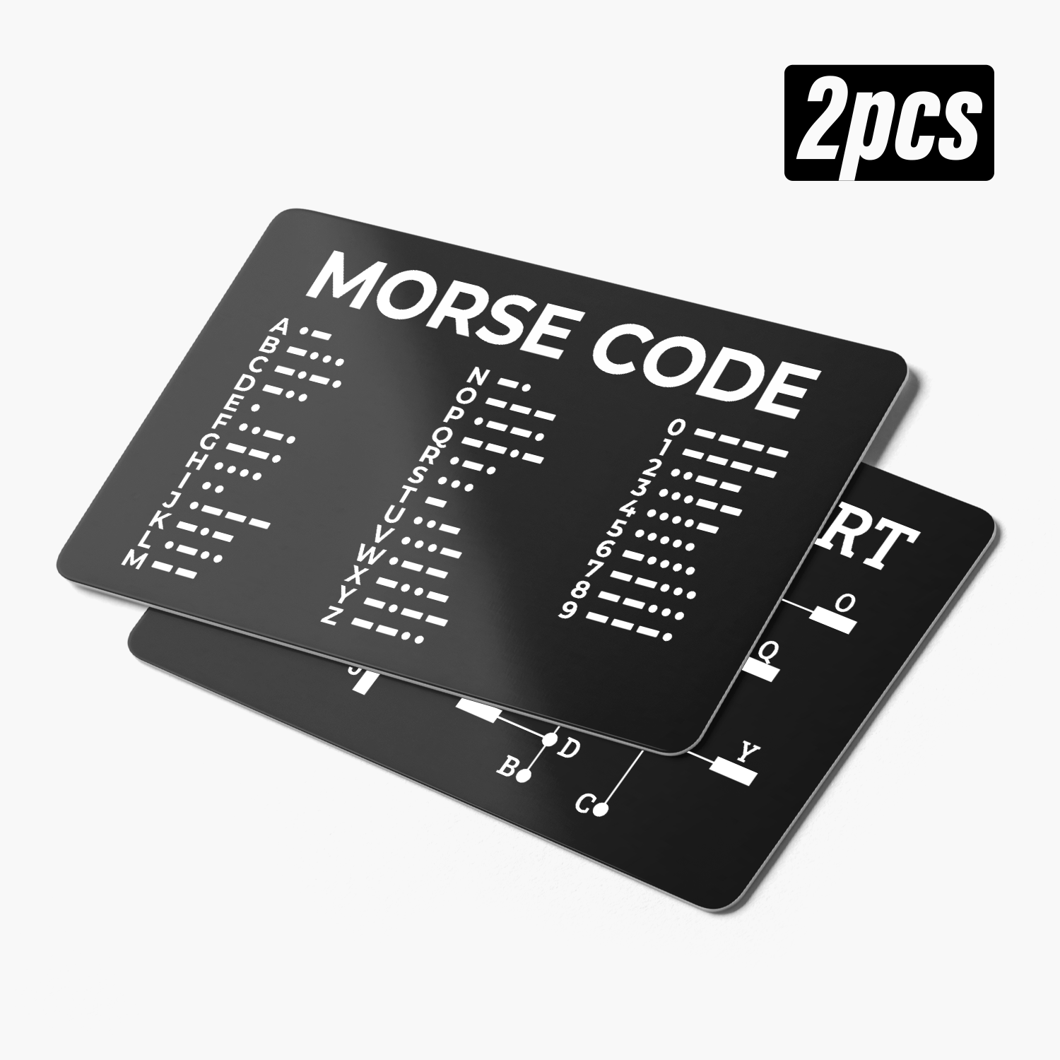 TEMU 2pcs Code Chart Cards, Black Aluminum Alloy Code Alphabet Decoder Guide Reference Cards, Double Sided Engraved Pocket Wallet Card For Learning