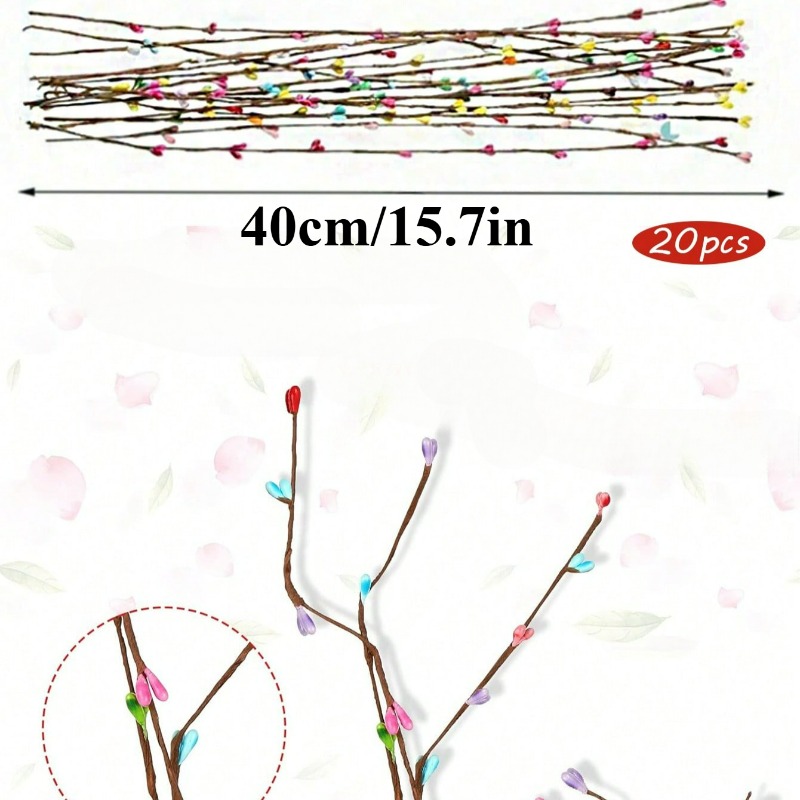 20pcs Easter Artificial Berry Stems - Plastic Floral Arransynthetic Gemstoneent Sticks For Diy Wreaths And Spring Decorations
