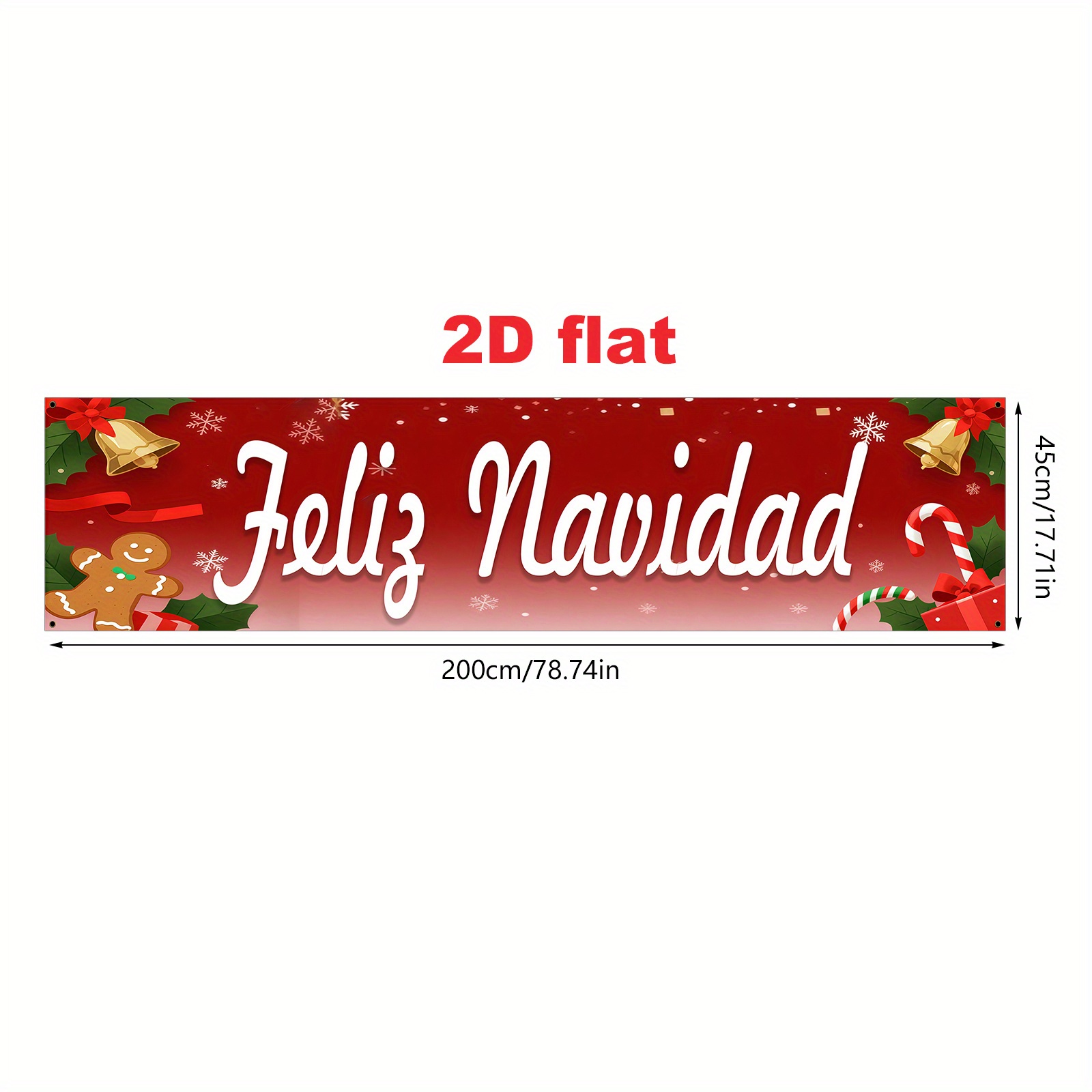 TEMU 2d Flat, 2d Flat - 2d Flat, 2d Flat - 2d Flat Banner (party Banner, Flag) 1pc (17*78 Inches / 45*200 Cm), Made Of Polyester, Spanish Christmas