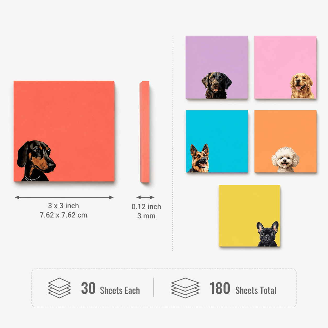 6 pads cute dog sticky notes suitable for   kawaii self stick notepads with   pages 3 x3 square memo pads for office desk school supplies decor journals planners instant organization accessories