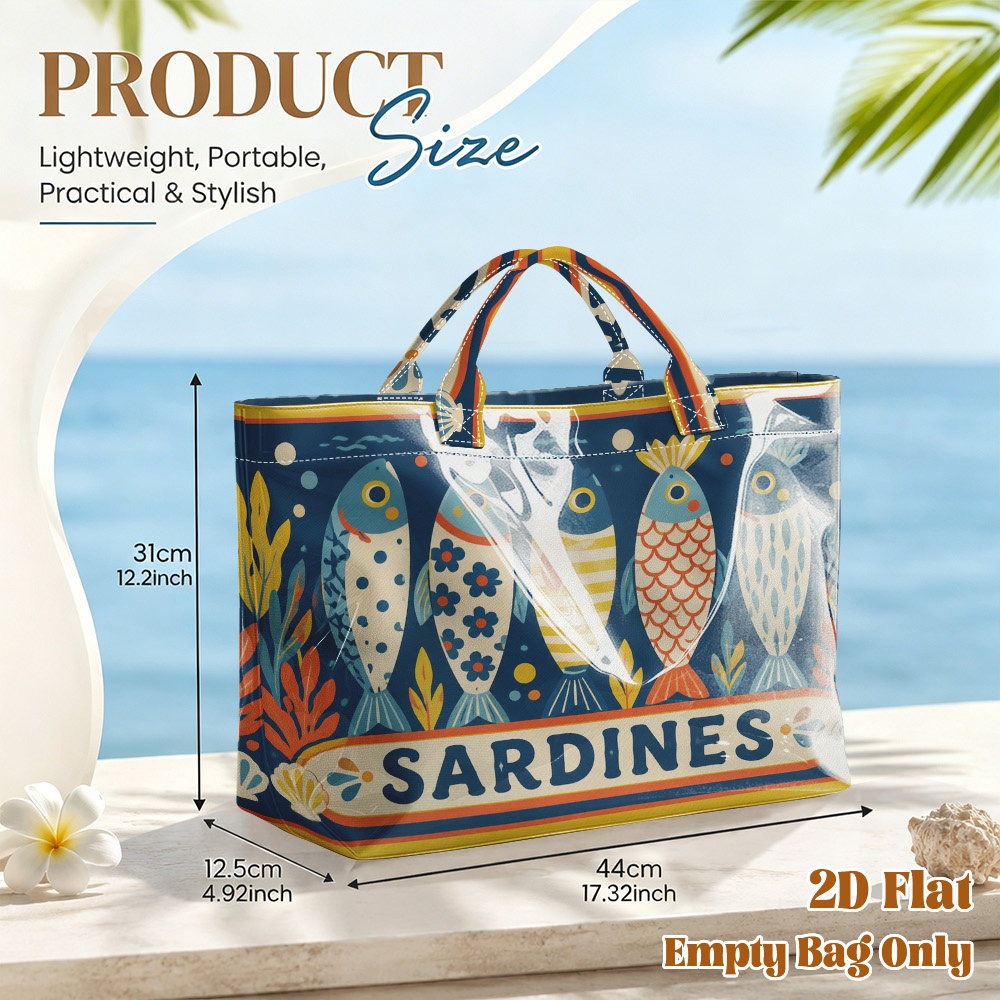 TEMU Sac fourre-tout de voyage 2D à impression plate, 1 pièce, colorées en PVC, grande , sacs d'épicerie réutilisables, légers et pliables, adaptés à