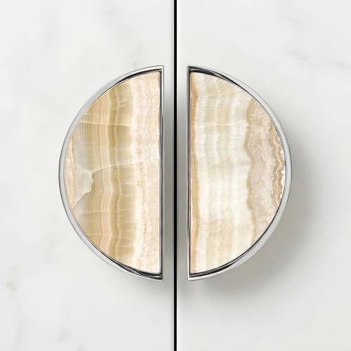 2-Pack Creamy Onyx Cabinet Handles, 3-Inch Hole Center Drawer Pulls, in Golden, Black, And Silver. Solid Cabinet Hardware for Kitchen Vanity Bathroom Dresser