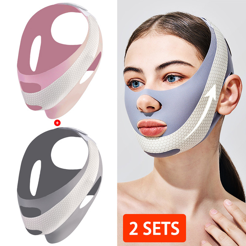 

2sets Face-lift With Sleep Face , Comfortable & Reusable Facial Slimming Bandage, Ultra Thin Breathable Facial Mask, Double Chin, Prevent Drooping Beauty Band, Massage, For Women, Christmas Gifts