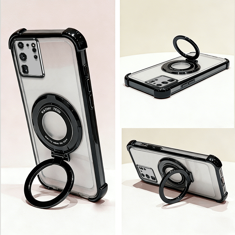 item picture phone case suitable for samsung for galaxy s20 ultra 5g for galaxy s20 fe phone case electroplated four corner anti fall shell hidden magnetic bracket transparent precise opening easy high end mobile phone case lens protection online class learnin