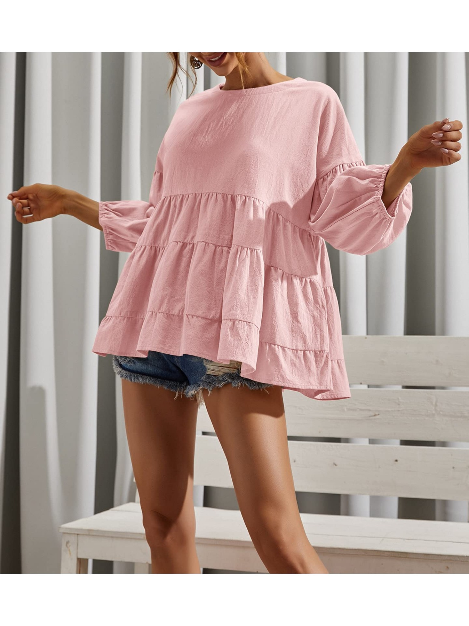 blusa peplum mujer cuello Temu