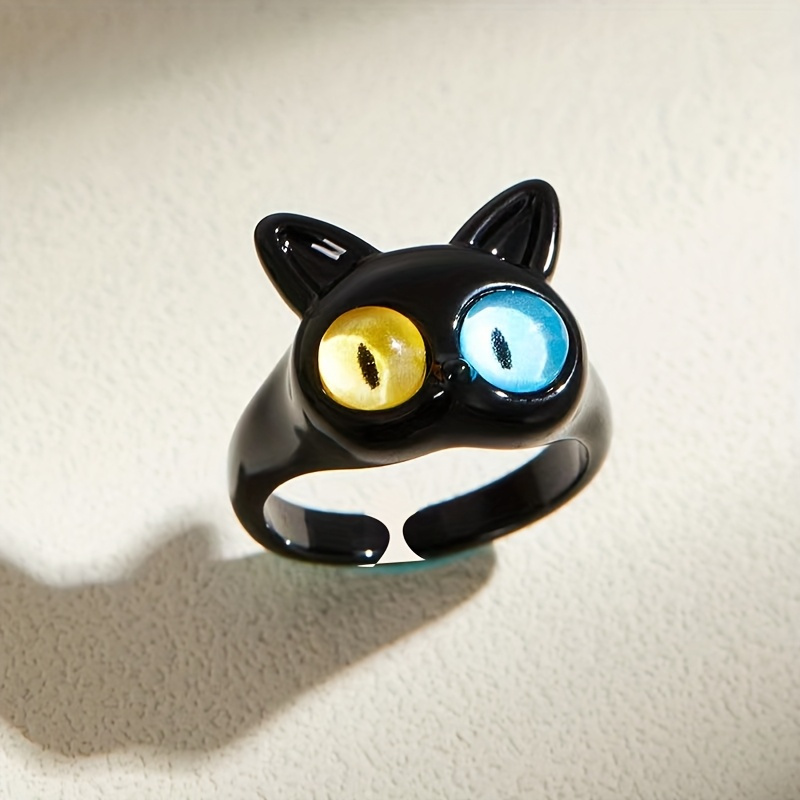 1pc Unisex Youth Vintage Cat Eye Ring Acrylic, Featuring A Cute Design, Without Any Plating, Perfect As A Jewelry Accessory Gift For Parties, Travel, And Vacations., For Teenager, For Teenager
