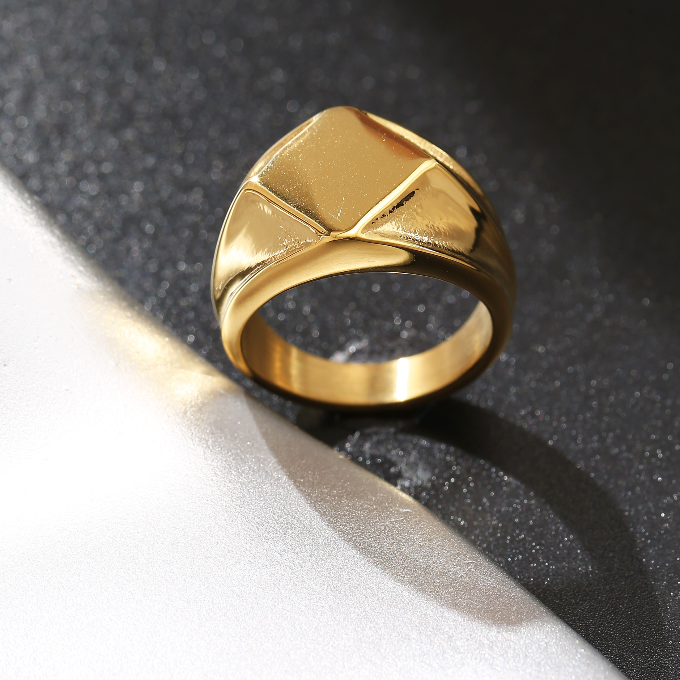 TEMU Minimalist Geometric 304l 304l Stainless Ring For Men, Trendy Fashion Style Wide Band, Versatile Streetwear Accessory, Without Battery