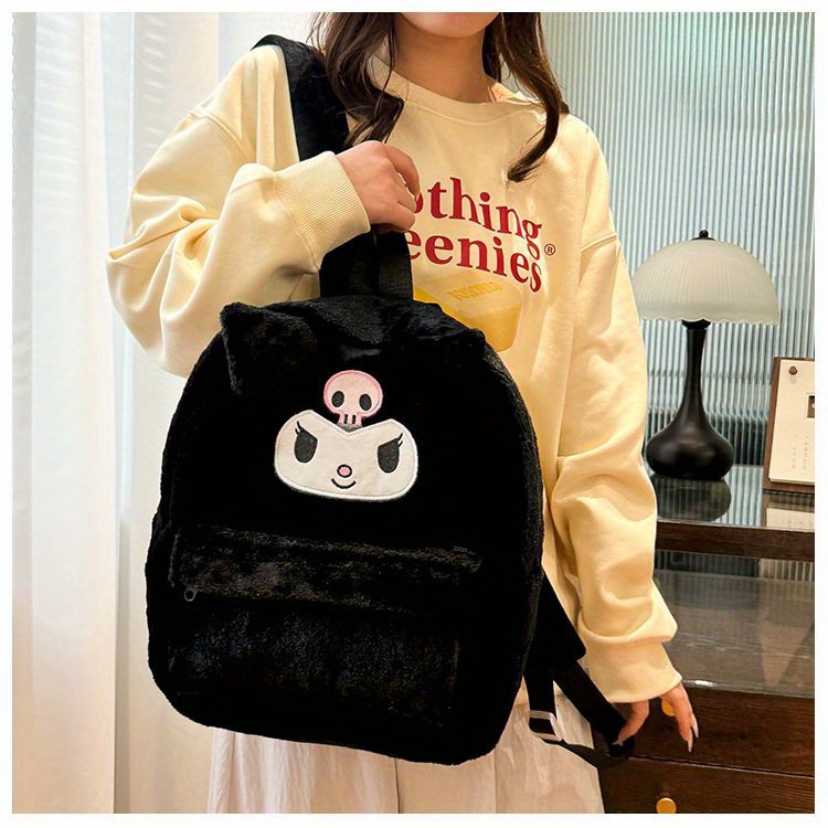 [Officially Licensed] Sanrio Plush Backpack Suitable for - Cute Y2K School Bag with Yellow Duck & Pink Rabbit Characters, Soft Lightweight Backpack, Large Capacity Bookbag Gift for, for Teenager