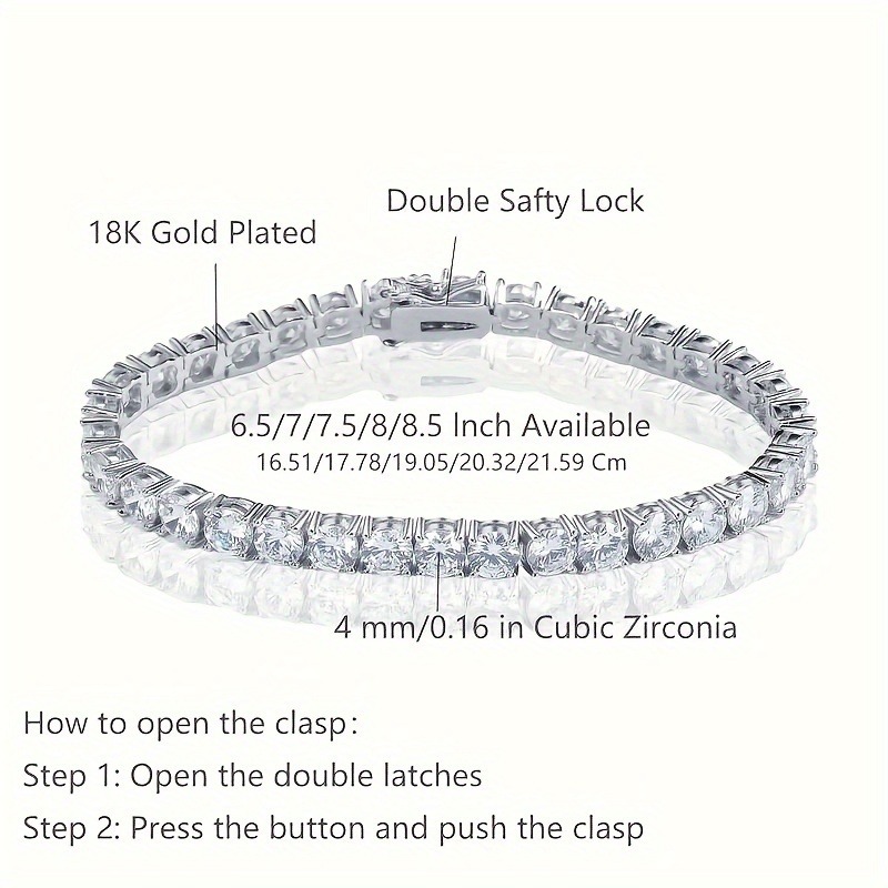 5A Zirconia Tennis Chain Bracelet, Unisex