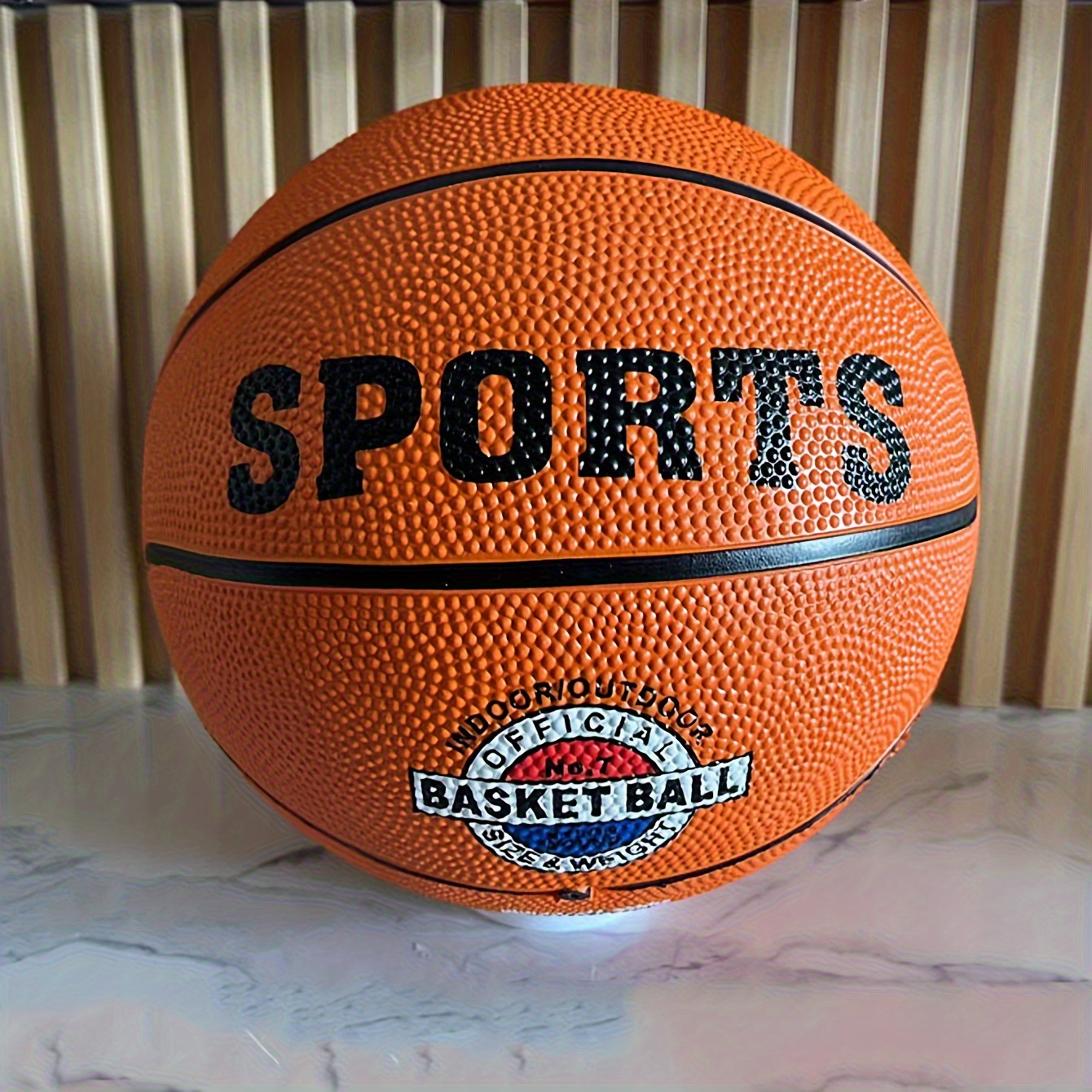 Size 3/5/7 Brown Rubber Rotating Basketball - High Elasticity with Sports Logo & Badge, Perfect Gift for Teens & Adults (Teacher's Day, Mother's Day, Father's Day, Independence Day, Grandparents' Day), Recreational Ball, Durable Ball