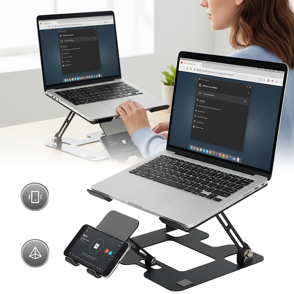 High-quality Carbon Steel Laptop Tablet Phone Stand Angle & Height Adjustable Multi-device Holder For Home Portable
