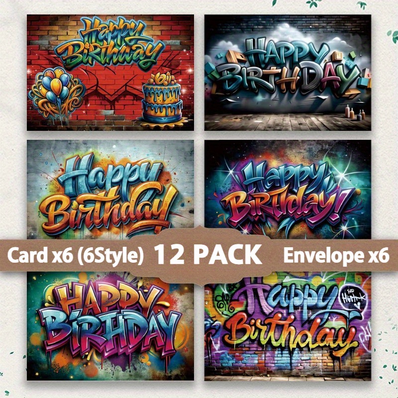 TEMU 12 Doodle-style Birthday Greeting Cards With Envelopes, A Fun Gift Suitable For Friends, Family, And, Perfect For Valentine's Day, Easter,, Father's Day, Halloween, Weddings, Graduation Parties