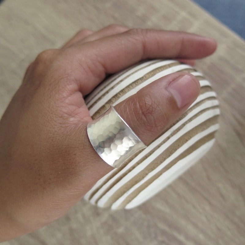 Women's Handmade Hammered Pattern Design Ring, Fashionable Gift