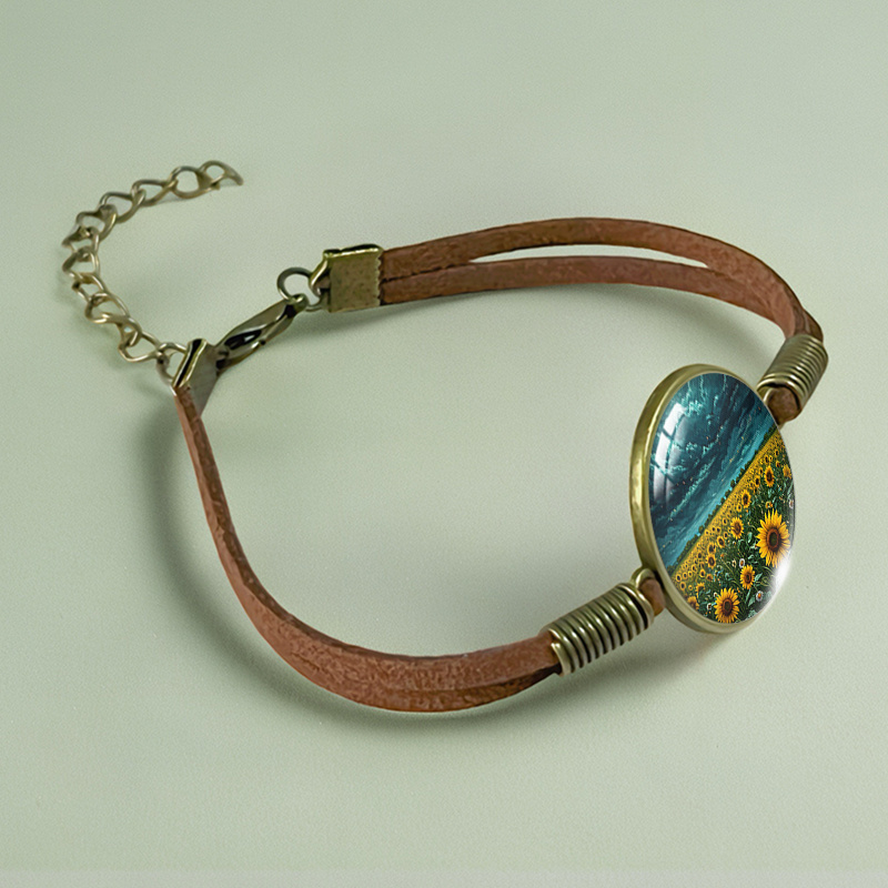 Galaxy Sunflower Handmade Glass Bracelets for Men