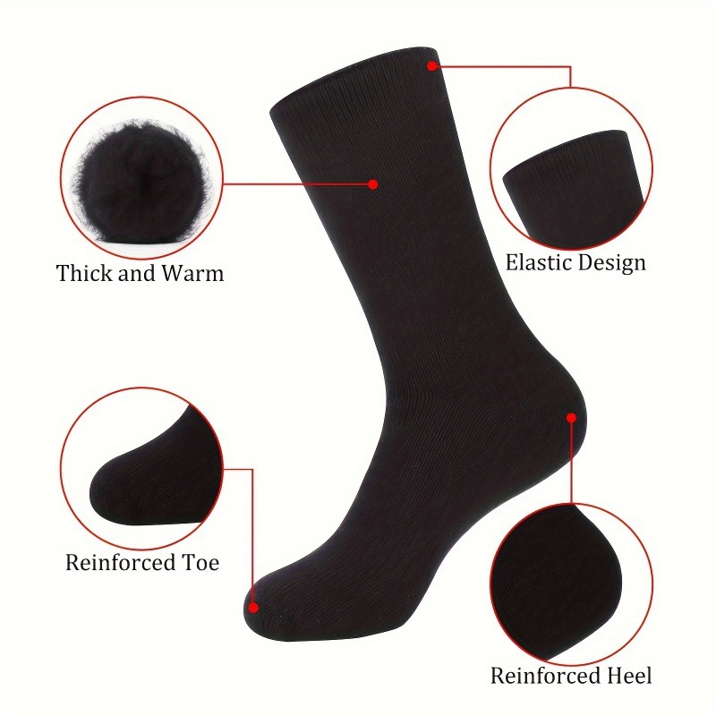 2-Pair Thermal Plush Fuzzy Lined Ski & Floor Socks, Anti-Slip
