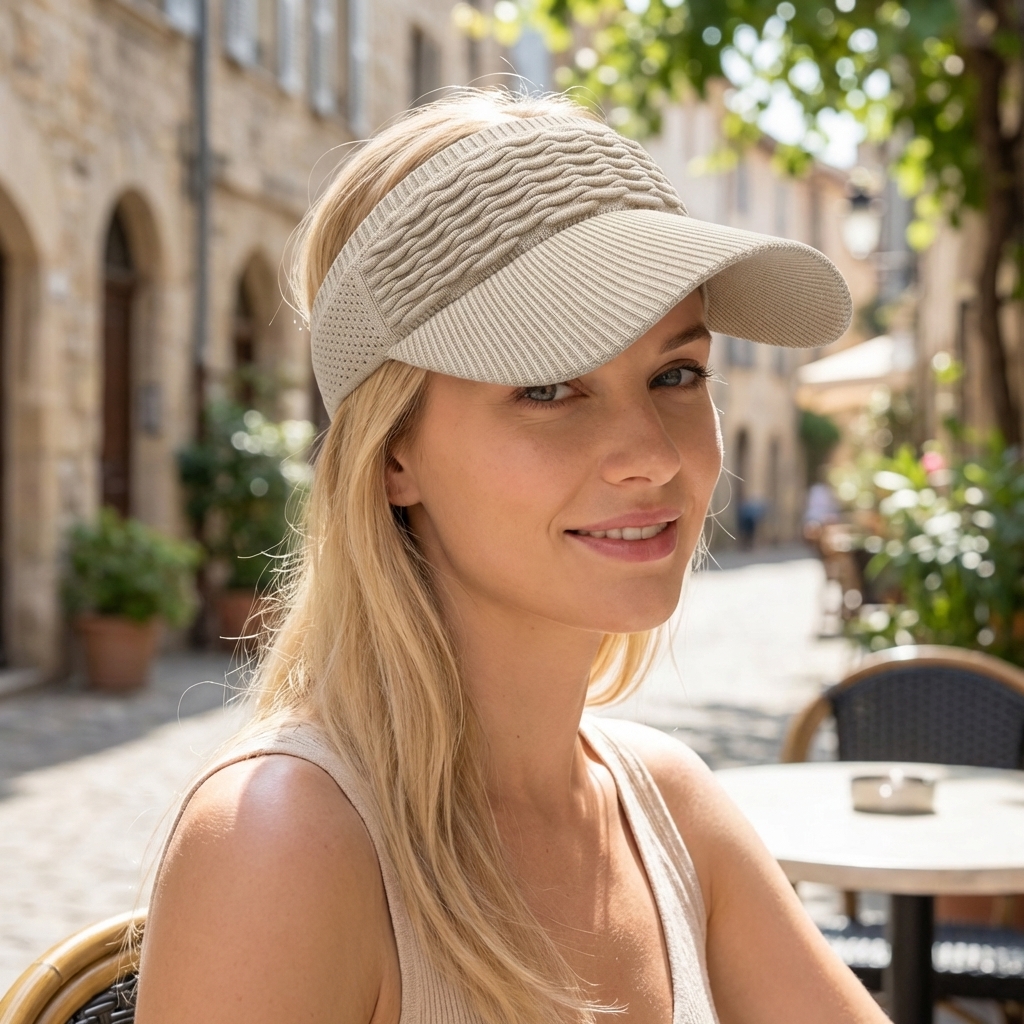 Womens Sun Hat Elastic Breathable Design Wide Brim Visor Cap