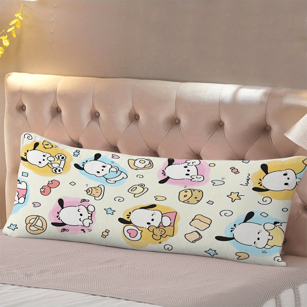 Sanrio Pochacco 1pc Full Body Pillow Cover, 20x54 inch, Double-Sided Printed, Breathable Polyester, Machine Washable with Zipper Closure for Side, Back, Stomach Sleepers, Home Decor(Pillow Core Not Included)