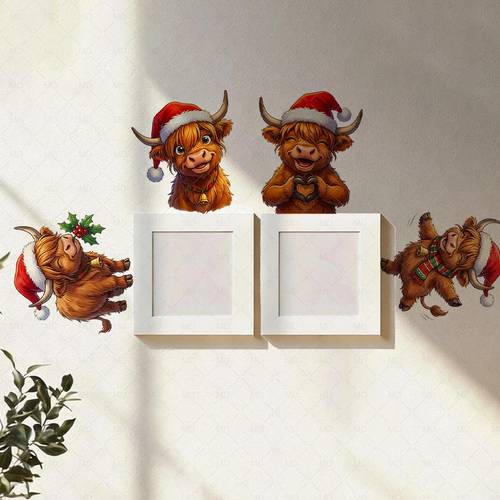 Artikelbild 4er-Set Weihnachts-Schalteraufkleber, Weihnachtsmann Rentier Gruppenmuster, Selbstklebende Wand-Schalteraufkleber Set, Entfernbare Feiertags-Wanddeko für Zuhause, Weihnachtszimmer Dekoration