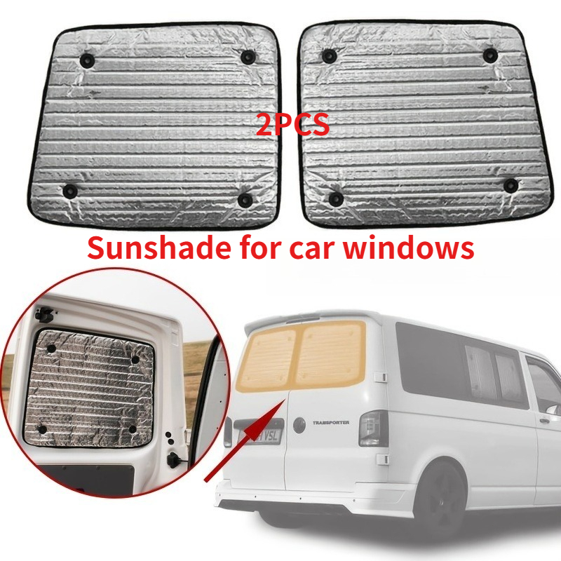 Image of 2pcs Set Of Insulated Car Window Sunshades, Fit For Vw 2015-2019, Van Rear , Rv Rear , Insulated Motorhome Additions, Truck Insulation Additions, Sun Protection And Light Blocking, Heat Insulation