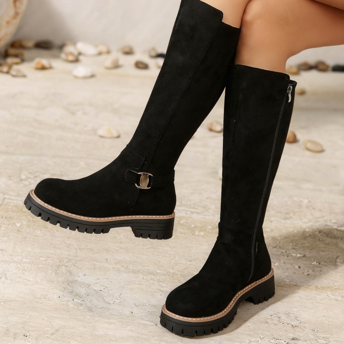 TEMU Women's Knee-high Boots, Suitable For Daily , Dynamic Fashion Style Presentation Boots, Minimalist Cold Style, With Casual Wear For Relaxed And
